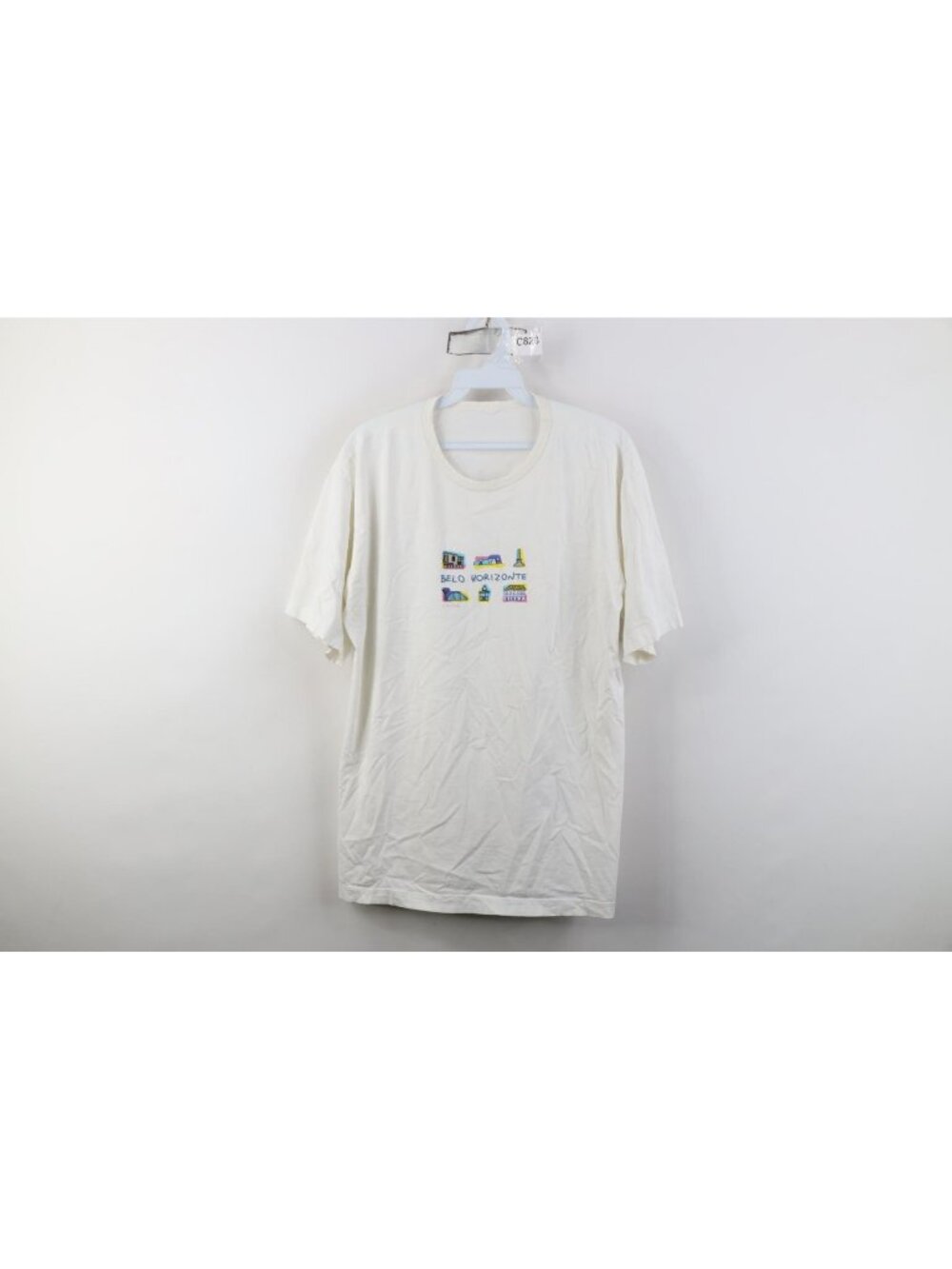 Vtg 90s Streetwear Womens Large Belo Horizonte Brazil Short Sleeve T-Shirt White